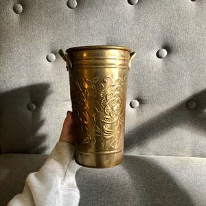Vintage flower vase/ Gold vase